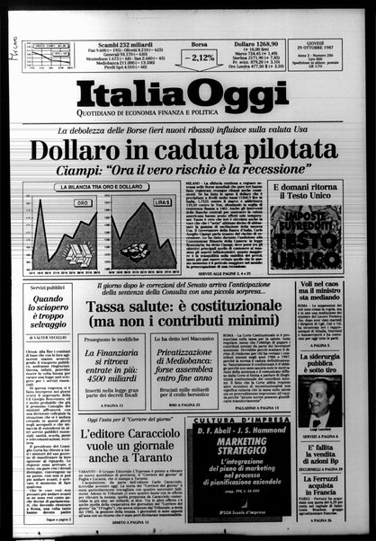 Italia oggi : quotidiano di economia finanza e politica